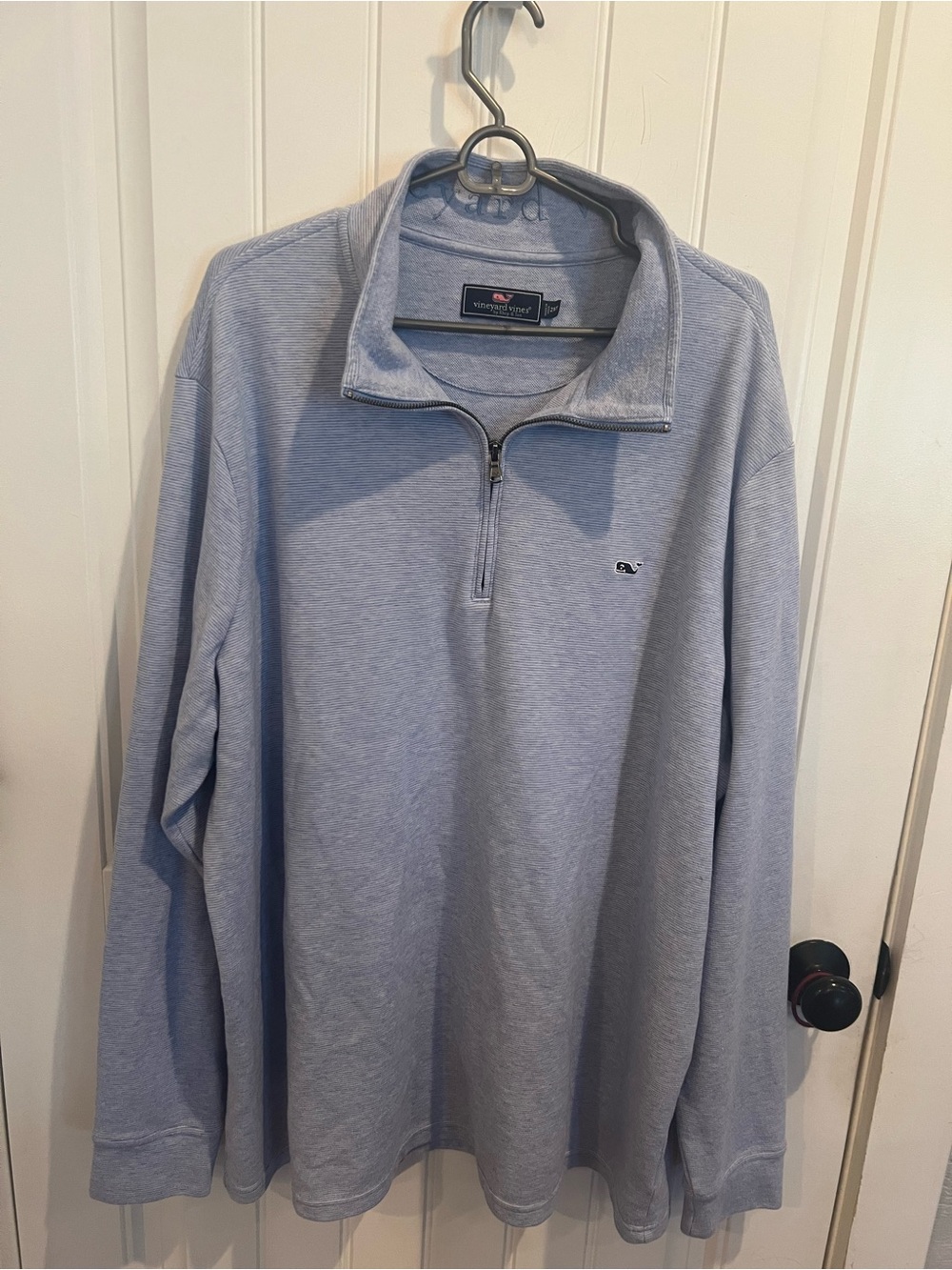 Vineyard Vines Light Blue 1/4 zip Pullover 2XT whale logo cotton blend